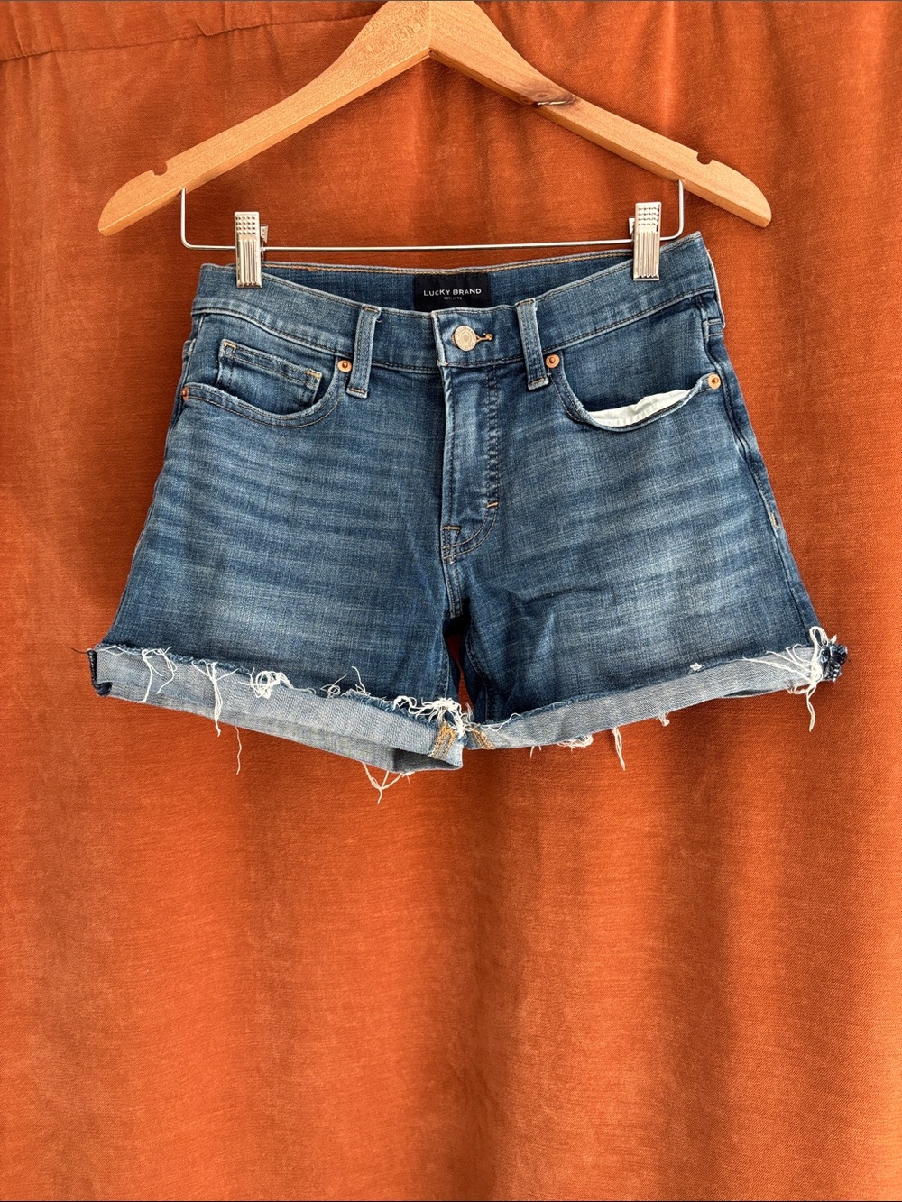 Lucky Brand Distressed Dark Blue Denim Cutoff Shorts